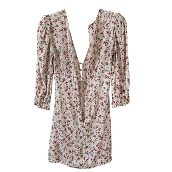 Reformation Marina Ditsy Floral Cream Mini Dress Size 0 - Picture 9 of 12
